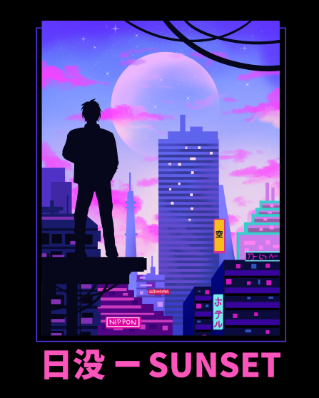 "SUNSET" T- Shirt weiss & schwarz
